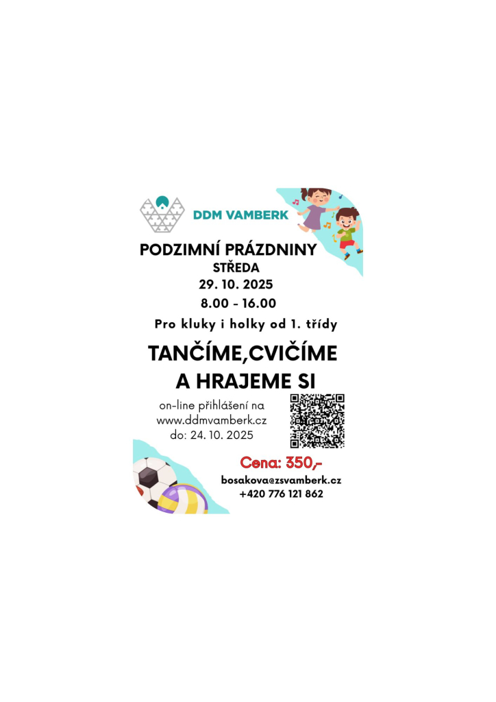 PODZIMNÍ PRÁZDNINY - TANČÍME, CVIČÍME A HRAJEME SI!
