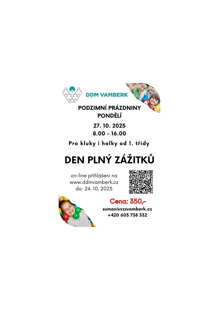  PODZIMNÍ PRÁZDNINY - DEN PLNÝ ZÁŽITKŮ!