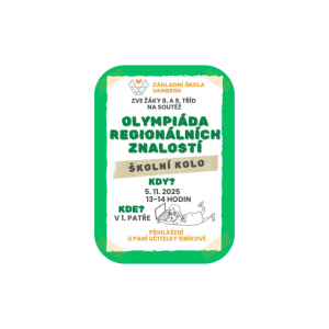OLYMPIÁDA REGIONÁLNÍCH ZNALOSTÍ - školní kolo