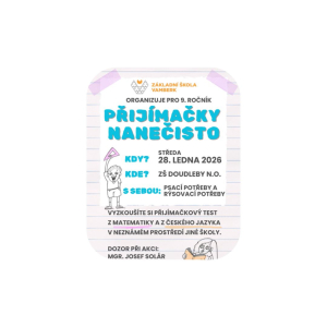PŘIJÍMAČKY NANEČISTO PRO ŽÁKY 9.TŘÍDY