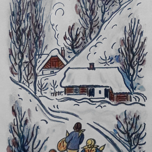 VÝTVARKA 4.roč. - ZIMNÍ KRAJINA (Josef Lada - inspirace)