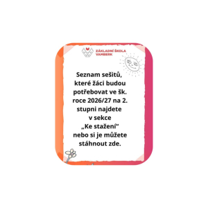 Seznam sešitů na školní rok 2026 - 2027